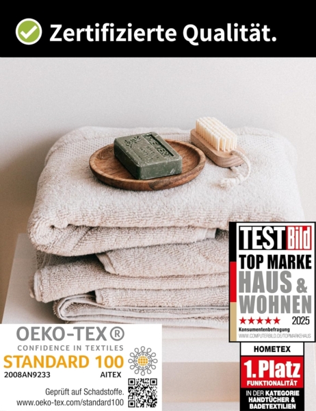 Hometex Premium Textiles Handtuch in Premium Qualität 500 g/m², Feinster Frottier-Stoff 100% Baumwolle, 2x Duschtuch + 4x Handtuch, weich, saugfähig, extra schwer & flauschig - TEST BILD TOP MARKE 2025 Bild 2