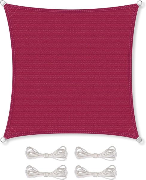 CelinaSun Sonnensegel inkl Befestigungsseile Premium HDPE wetterbeständig atmungsaktiv Quadrat 2x2 m rot