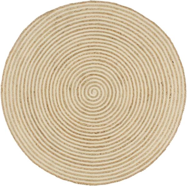 vidaXL Teppich Handgefertigt Jute mit Spiralen-Design Weiß 150 cm 133718