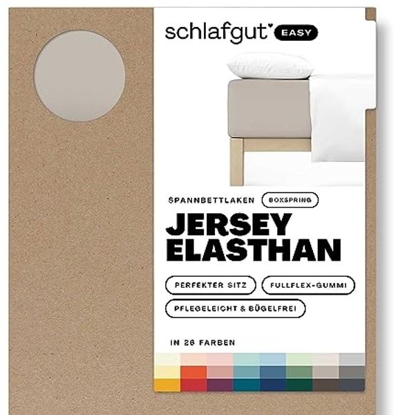 Schlafgut Spannbettlaken EASY Jersey Elasthan Boxspring, Jersey, Gummizug: rundum, (1 Stück), MADE IN GREEN by OEKO-TEX®