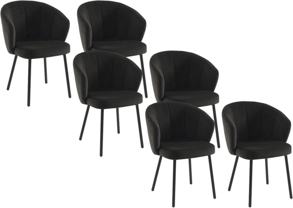 Vente-unique - Stuhl 6er-Set - Stoff & Metall - Schwarz - TANURY