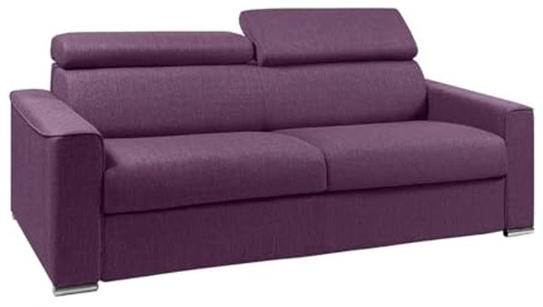 Schlafsofa 4-Sitzer Stoff VIZIR - Violett - Mit Lattenrost: 160 cm - Matratze: 16 cm mit Memory Schaum