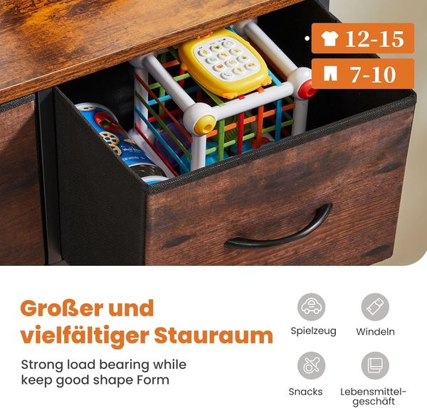 Sweetcrispy Kommode für Schlafzimmer, breite Schublade Kommode, 8 Stoffschubladen mit Griffen, Schubladen aus Stoff, Schrank, TV Stand für Schlafzimmer, Schrank, Wohnzimmer, Kinderzimmer Bild 4