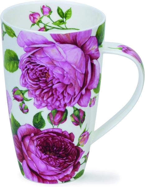 DUNOON Becher Henley Rosabunda 0,6l Bone China Kaffeetasse mit Rosenmotiv 600ml | Hochwertige Porzellantasse 600ml | H:15cm | Elegantes Blumendesign | Spülmaschinenfest | Perfektes Geschenk