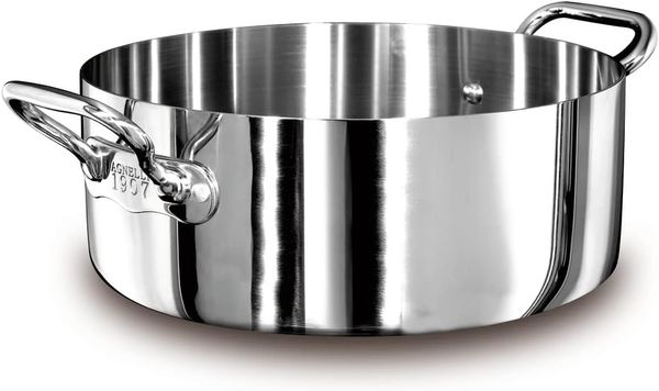 Pentole Agnelli Kasserolle mit 2 Griffen, Aluminium Tief 32 cm Stahl