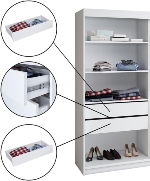 Schwebetrenschrank MES 2-trig Schrank 200 cm (mit Spiegel) Farbe: Schwarz , wei Bild 4