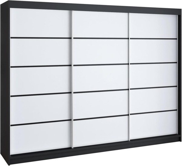 Schwebetrenschrank MES 2-trig Schrank 200 cm (mit Spiegel) Farbe: Schwarz , wei Bild 3