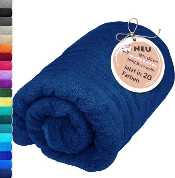 Lashuma Handtuch London, Frottee (1-St), Herren Badehandtuch dunkel blau 100x150 cm