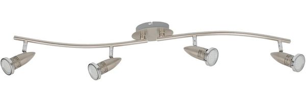 TRANGO LED Deckenstrahler, 4-flammig 2005-042-5W LED Deckenleuchte ANY inkl. 4x5 Watt GU10 LED Leuchtmittel in Edelstahl-Optik I Deckenlampe I Deckenstrahler I Deckenspots, Lampe schwenkbar und drehbar