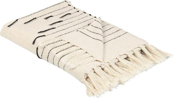 Kuscheldecke ULUYOL Baumwolle 130 x 170 cm Beige Streifen