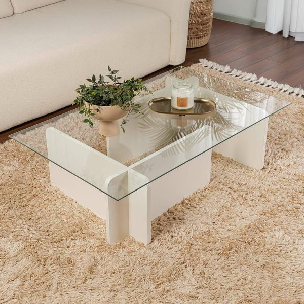 Dmora Couchtisch Itri 105 x 65 x 30h cm Weiß Zeitschriftenhalter
