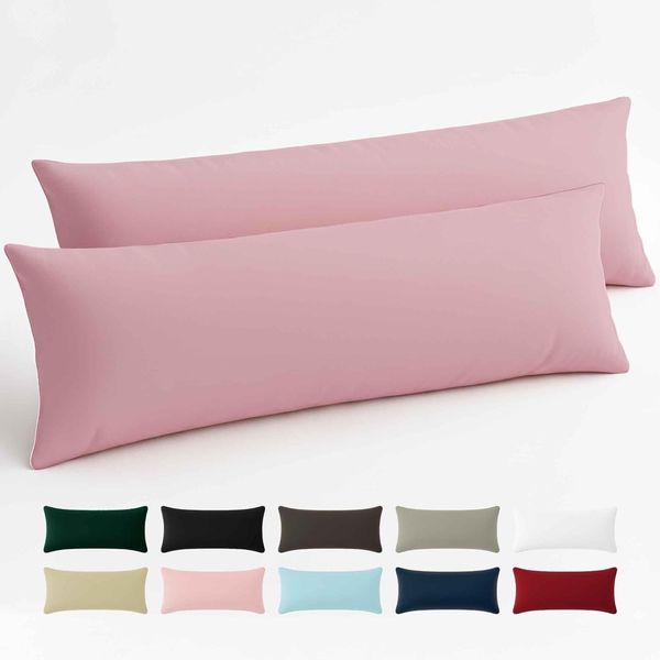 Dreamzie Kissenbezug 40x145 Baumwolle Renforcé (2er-Set) - Rosa - Dicht gewebt mit 57 Fäden/cm² - Kissenbezug 40x145 cm - Oeko Tex Zertifiziert