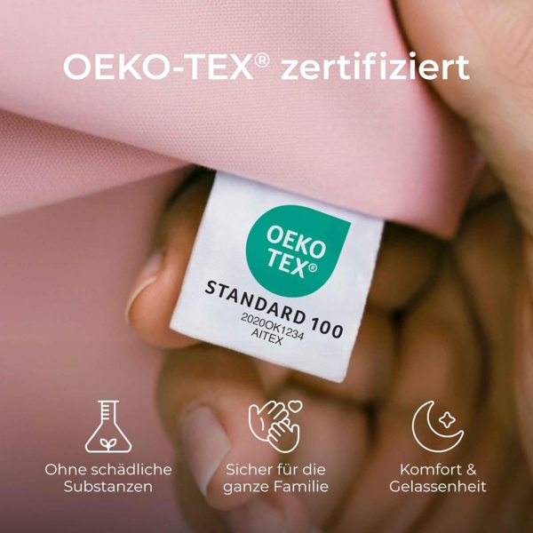 Dreamzie Kissenbezug 40x145 Baumwolle Renforcé (2er-Set) - Rosa - Dicht gewebt mit 57 Fäden/cm² - Kissenbezug 40x145 cm - Oeko Tex Zertifiziert Bild 5