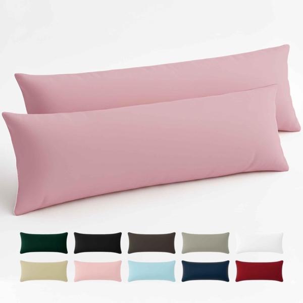 Dreamzie Kissenbezug 40x145 Baumwolle Renforcé (2er-Set) - Rosa - Dicht gewebt mit 57 Fäden/cm² - Kissenbezug 40x145 cm - Oeko Tex Zertifiziert Bild 1