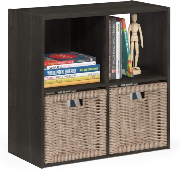 Furinno Pelli kubischer Aufbewahrungsschrank mit 4 Fächern, holz, Espresso, 29.49 x 61 x 61.39 cm