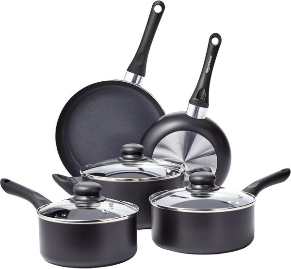 AmazonBasics 8-teiliges Kochgeschirr mit Antihaftbeschichtung