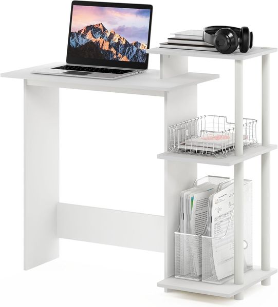 Furinno Efficient Home Laptop-Notebook-Computertisch, Weiß/Weiß