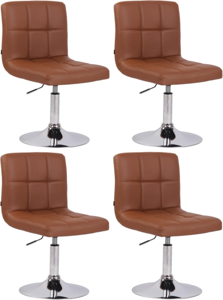 CLP 4er Set Lounger Palma V2 Kunstleder Lounger höhenverstellbar und drehbar, hellbraun
