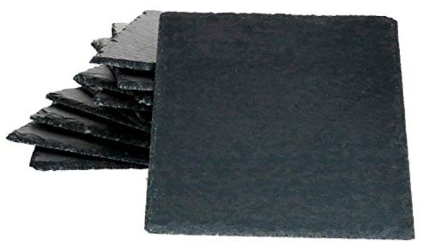 12x Schieferplatten 17x17 cm Tisch-Set Untersetzer Servierplatte Naturschiefer
