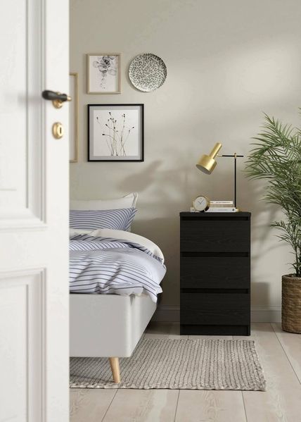 Dmora - Kommode Ameline, Mehrzweckkommode, Schlafzimmerkommode, Schrank mit Schubladen, 50x40 h70 cm, Schwarz