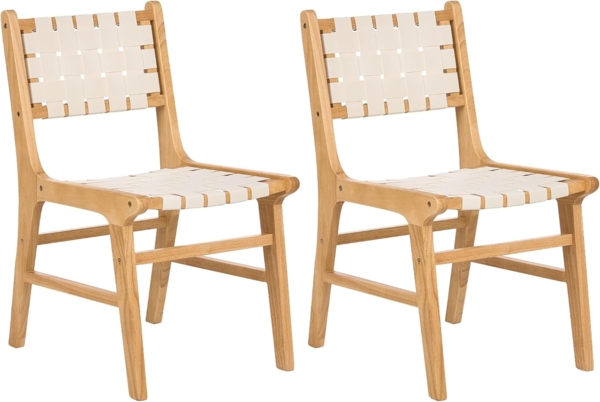 Esszimmerstuhl 2er Set HUMBLE Gummibaumholz Hellbraun