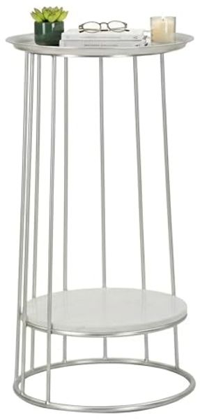 Dmora Couchtisch Ereniku 40 x 40 x 76h cm Silber, Zeitungsständer Bild 3