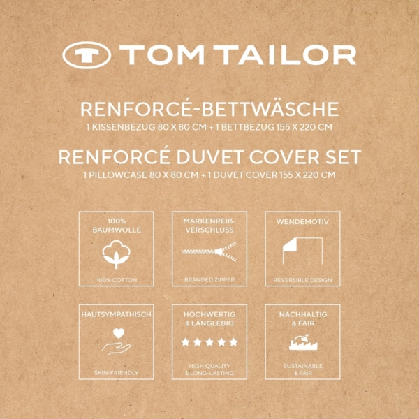 TOM TAILOR HOME Bettwäsche BOLD STRIPES in Gr. 135x200 cm, 155x220 cm oder 200x220 cm, Renforcé, 2 teilig, new bedroom, mit farbigem Markenreißverschluss Bild 6