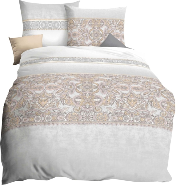 Kaeppel Bettwäsche 135x200cm Kayla Silber Rosa Sand Grau, Renforcé, 2 teilig, wunderschönes Motiv mit changierendem Farbverlauf