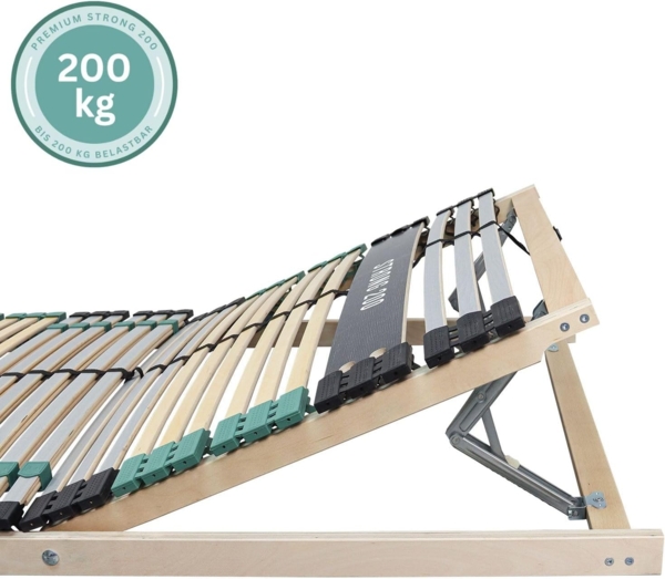 Lattenrost 80x200 extra stabil, bis 200Kg belastbar, Kopfteil verstellbar, 42 Latten, 7 Zonen Lattenrost aus Buche, Made in Germany Bild 2