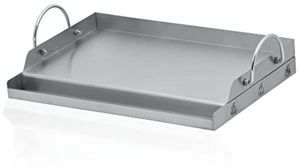 BBQ-Toro Grillplatte Edelstahl, 49,5 x 32 cm, BBQ Plancha für Holzkohle und Gasgrill