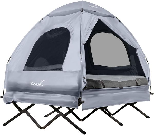 Skandika Feldbett Zeltliege Haug Sleeper, wasserdicht, erhöhtes Campingbett (Inkl. Transporttasche mit Rollen und Griff, Inkl. Luftmatratze) aufblasbare Luftmatratze, bis 160 kg, Angelzelt, Bettzelt, Outdoor