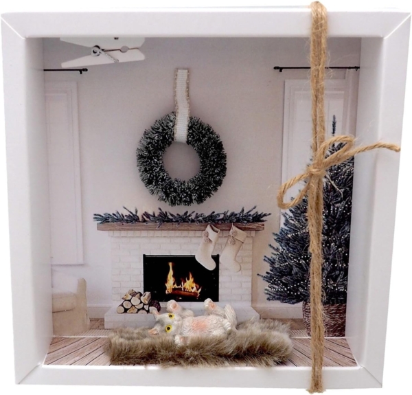 ZauberDeko Geschenkbox Geldgeschenk Verpackung Katze Weihnachten Gutschein Kamin Geburtstag