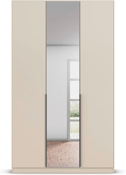 Rauch Möbel Alabama, Kleiderschrank, Garderobenschrank, 3-türig, Spiegel, Zubehör Classic, 2 Kleiderstangen, 5 Einlegeböden, Farbe Beige, Griff Grau metallic, 136 x 210 x 54 cm Bild 8