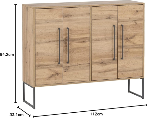 SCHILDMEYER Kommode Sideboard Schrank Anrichte eiche landhaus 112,4 x 94,2 x 33 cm Bild 3