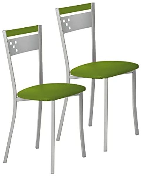 ASTIMESA Zwei Küchenstühle aus Metall, Rückenlehne und Sitzfläche, Grün