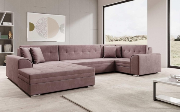 Designer Sofa Velio mit Schlaffunktion Samt Rosé Links Bild 3
