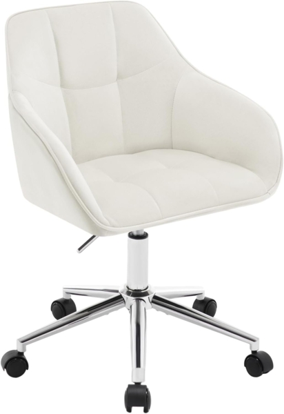 WOLTU Homeoffice Stuhl, Schreibtischstuhl, Drehstuhl, Schminkstuhl, höhenverstellbar, bis 150 kg belastbar, mit Armlehnen Samtsitz, für Schlafzimmer Büro Wohnzimmer, Cremeweiß BS145cm