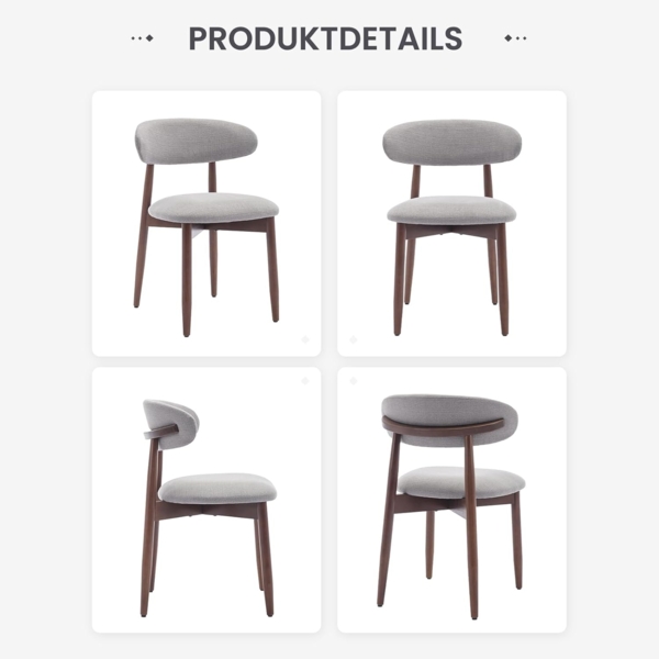 COLAMY Küchenstuhl Esszimmerstühle 6er Set, Moderne Polsterstuhl Essstühle mit Fester Rückenlehne, Stoff Esszimmerstühl mit Holzbein für Esszimmer, Küche, Restaurant, Hellgrau Bild 10