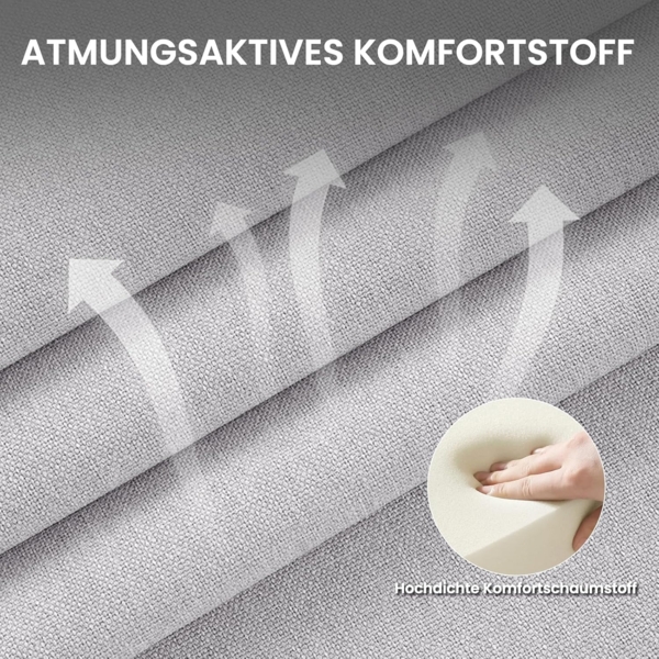 COLAMY Küchenstuhl Esszimmerstühle 6er Set, Moderne Polsterstuhl Essstühle mit Fester Rückenlehne, Stoff Esszimmerstühl mit Holzbein für Esszimmer, Küche, Restaurant, Hellgrau Bild 7