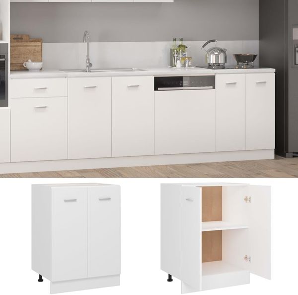 vidaXL Unterschrank mit 2 Regalböden Küche Schrank Küchenzeile Küchenmöbel Küchenschrank Küchenunterschrank Weiß 60 x 46 x 81,5 cm Holzwerkstoff Bild 4