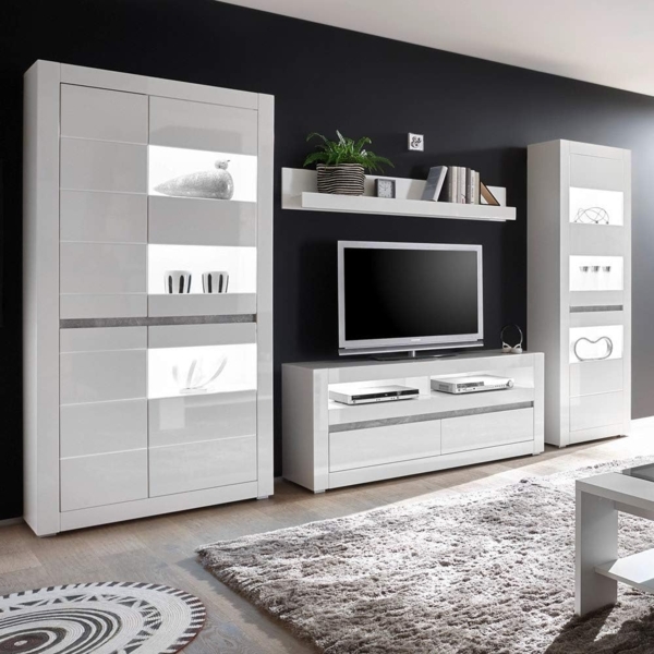 Lomadox Vitrine COGO-61 weiß Hochglanz inkl. LED 100x198x35cm Bild 8