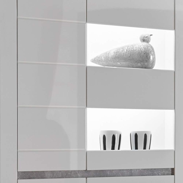Lomadox Vitrine COGO-61 weiß Hochglanz inkl. LED 100x198x35cm Bild 10