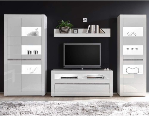 Lomadox Vitrine COGO-61 weiß Hochglanz inkl. LED 100x198x35cm Bild 6