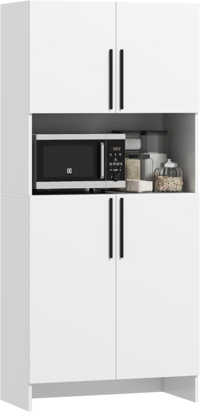 HOMCOM Küchenbuffet Küchenschrank mit Mikrowellenablage, Soft-Close-Tür (Aufbewahrungsschrank, 1-St, Vitrinenschrank) für Küche Esszimmer 79 x 40 x 175 cm Weiß