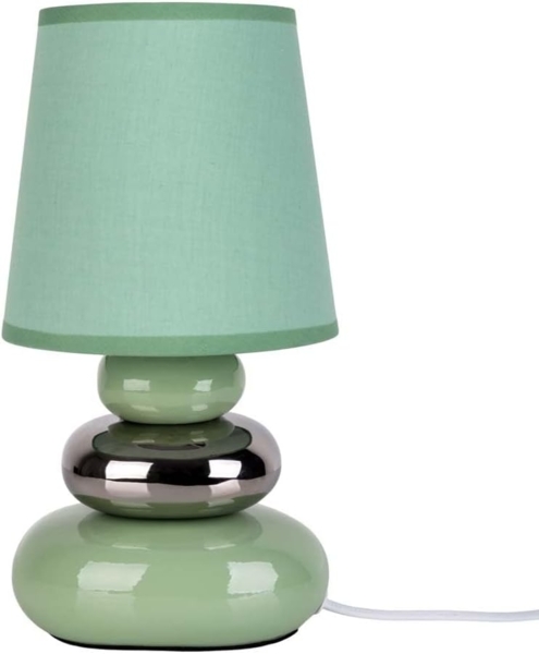 Tischlampe Wohnzimmer Tischleuchte Schlafzimmer Keramik Stoff Mint Grün 3045349