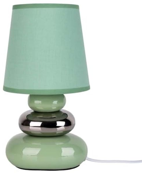 Tischlampe Wohnzimmer Tischleuchte Schlafzimmer Keramik Stoff Mint Grün 3045349
