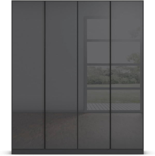 Rauch Möbel Monostar, Drehtürenschrank, Kleiderschrank, Kleiderschränke, Garderobe, Schrank mit Stauraum, 4-türig, 4 Glastüren, Farbe Glas Basalt/Grau metallic, 181 x 210 x 54 cm Bild 8
