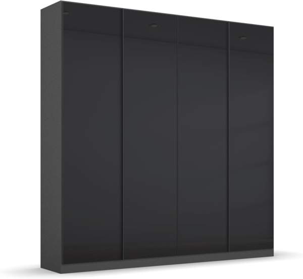 Rauch Möbel Monostar, Drehtürenschrank, Kleiderschrank, Kleiderschränke, Garderobe, Schrank mit Stauraum, 4-türig, 4 Glastüren, Farbe Glas Basalt/Grau metallic, 181 x 210 x 54 cm Bild 1