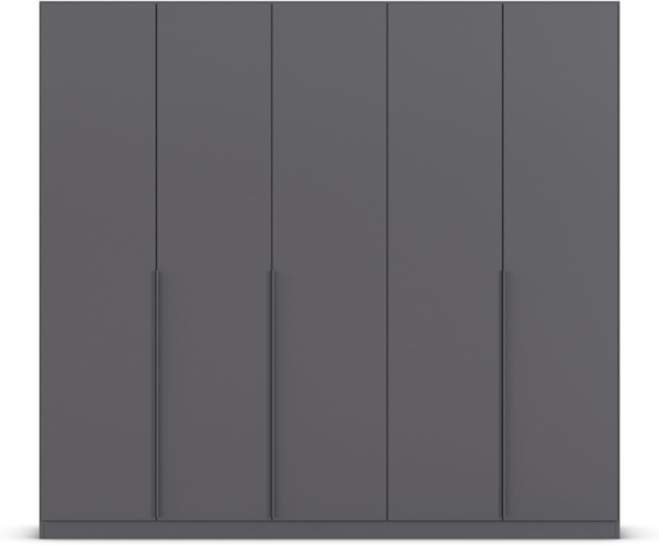 Rauch Möbel Alabama, Kleiderschrank, Garderobenschrank, 5-türig, Zubehör Classic, 3 Kleiderstangen, 9 Einlegeböden, Farbe Grau metallic, Schwarz, Griff Grau metallic, 226 x 229 x 54 cm Bild 6