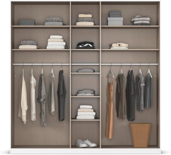 Rauch Möbel Alabama, Kleiderschrank, Garderobenschrank, 5-türig, Zubehör Classic, 3 Kleiderstangen, 9 Einlegeböden, Farbe Grau metallic, Schwarz, Griff Grau metallic, 226 x 229 x 54 cm Bild 7